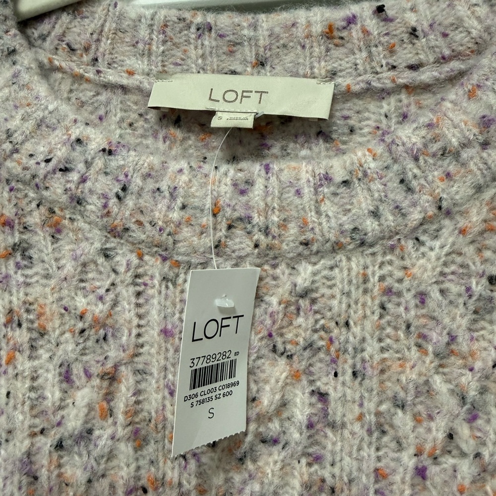 LOFT Women's Multicolor Speckled Crew Neck Sweater - Picture 3 of 4
